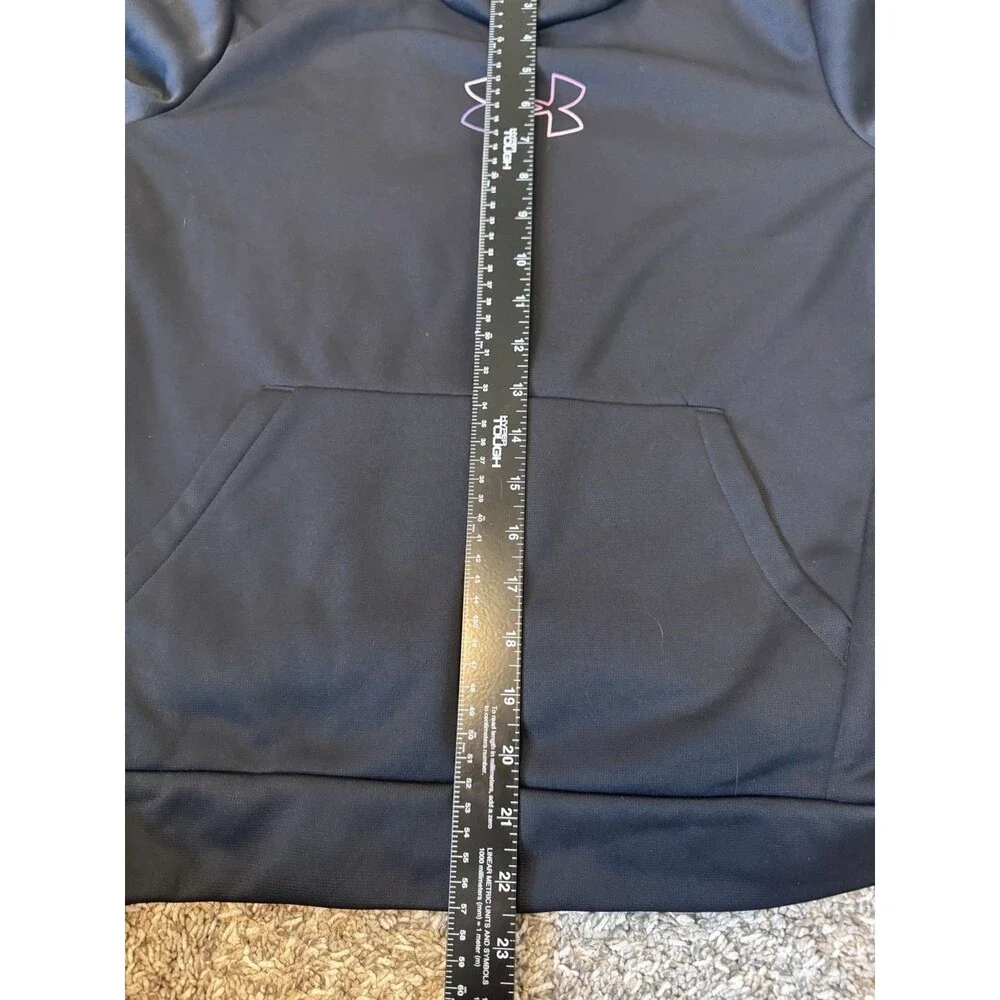 Under Armour Hoodie Youth XL YXL Black Pink Purple Logo Fleece Pullover